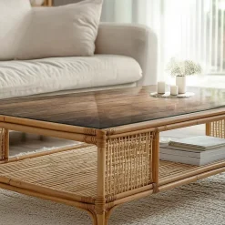 Wallfluent Plateau En Verre<Dessus de table en verre trempé 100x70 cm Structure de planches en bois