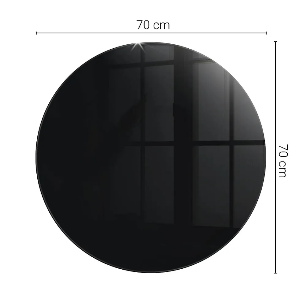 Wallfluent Dessus de table en verre trempé fi70 cm Couleur noire lisse- Plateau En Verre