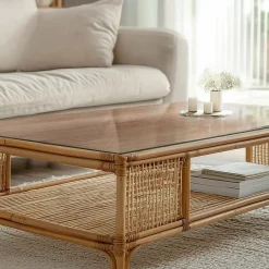 Wallfluent Dessus de table en verre trempé 140x70 cm Motif naturel du bois- Plateau En Verre