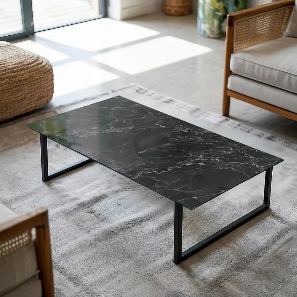 Wallfluent Plateau En Verre<Dessus de table en verre trempé 120x60 cm Motif de marbre veiné