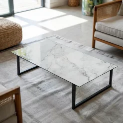 Wallfluent Plateau En Verre<Dessus de table en verre trempé 140x70 cm Motif de surface en marbre