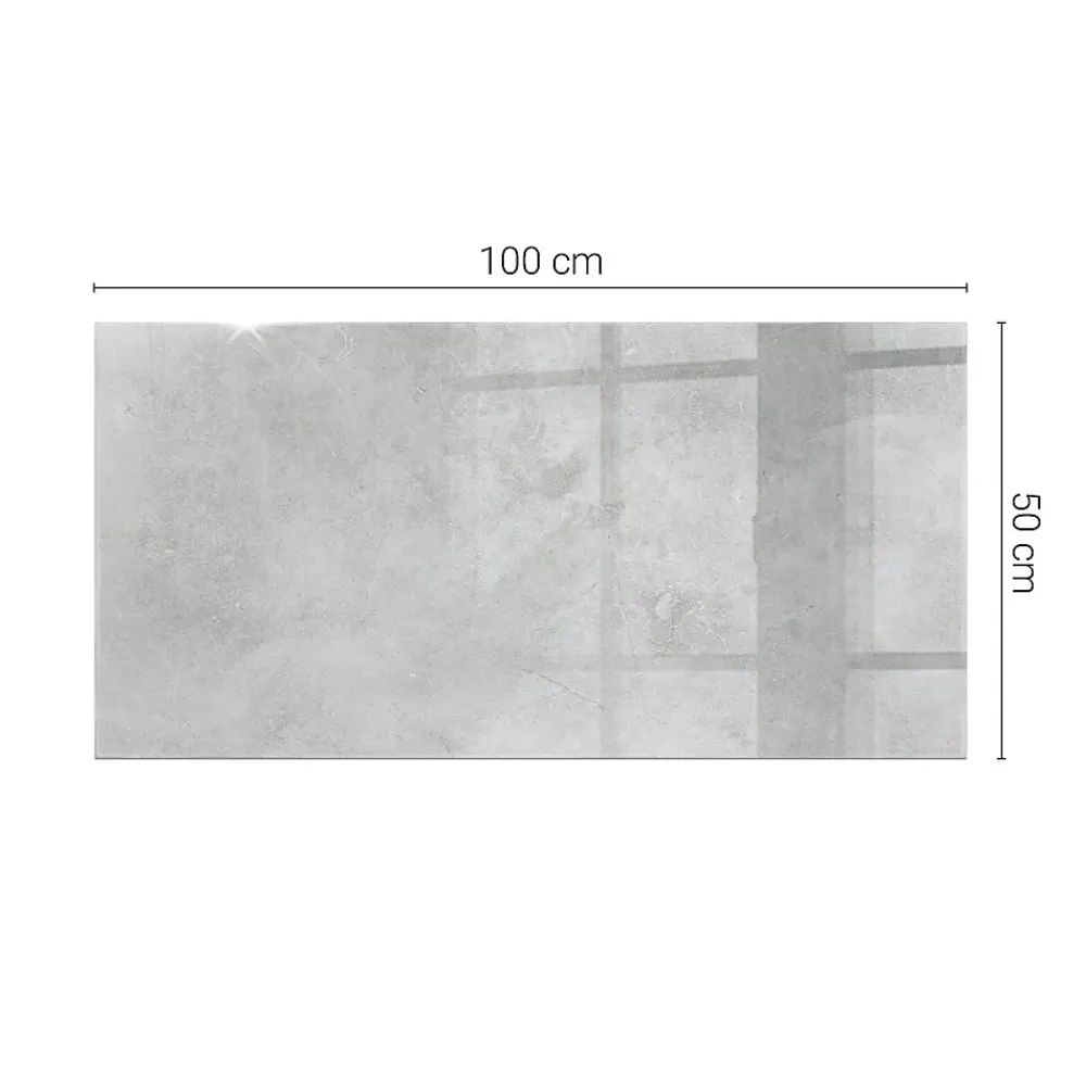 Wallfluent Dessus de table en verre trempé 100x50 cm Texture de béton avec fissures- Plateau En Verre