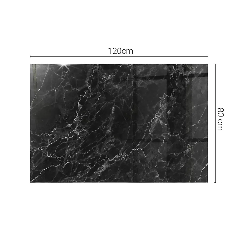 Wallfluent Dessus de table en verre trempé 120x80 cm Motif de marbre veiné- Plateau En Verre