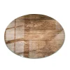 Wallfluent Dessus de table en verre trempé fi100 cm Structure de planches en bois- Plateau En Verre