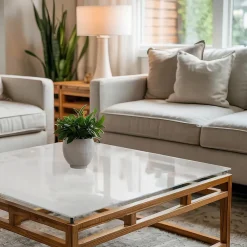 Wallfluent Dessus de table en verre trempé 50x50 cm Couleur blanche lisse- Plateau En Verre