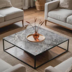 Wallfluent Plateau En Verre<Dessus de table en verre trempé 50x50 cm Motif naturel de marbre