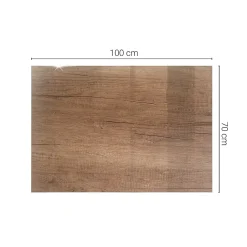 Wallfluent Dessus de table en verre trempé 100x70 cm Motif naturel du bois- Plateau En Verre