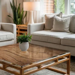 Wallfluent Plateau En Verre<Dessus de table en verre trempé 50x50 cm Motif bois