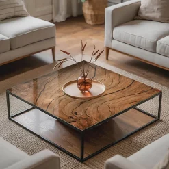 Wallfluent Plateau En Verre<Dessus de table en verre trempé 50x50 cm Motif bois