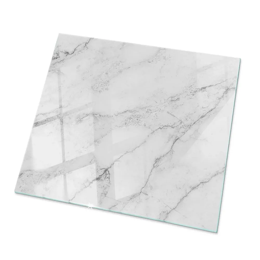 Wallfluent Dessus de table en verre trempé 50x50 cm Motif de surface en marbre- Plateau En Verre