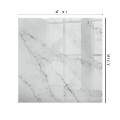 Wallfluent Dessus de table en verre trempé 50x50 cm Motif de surface en marbre- Plateau En Verre