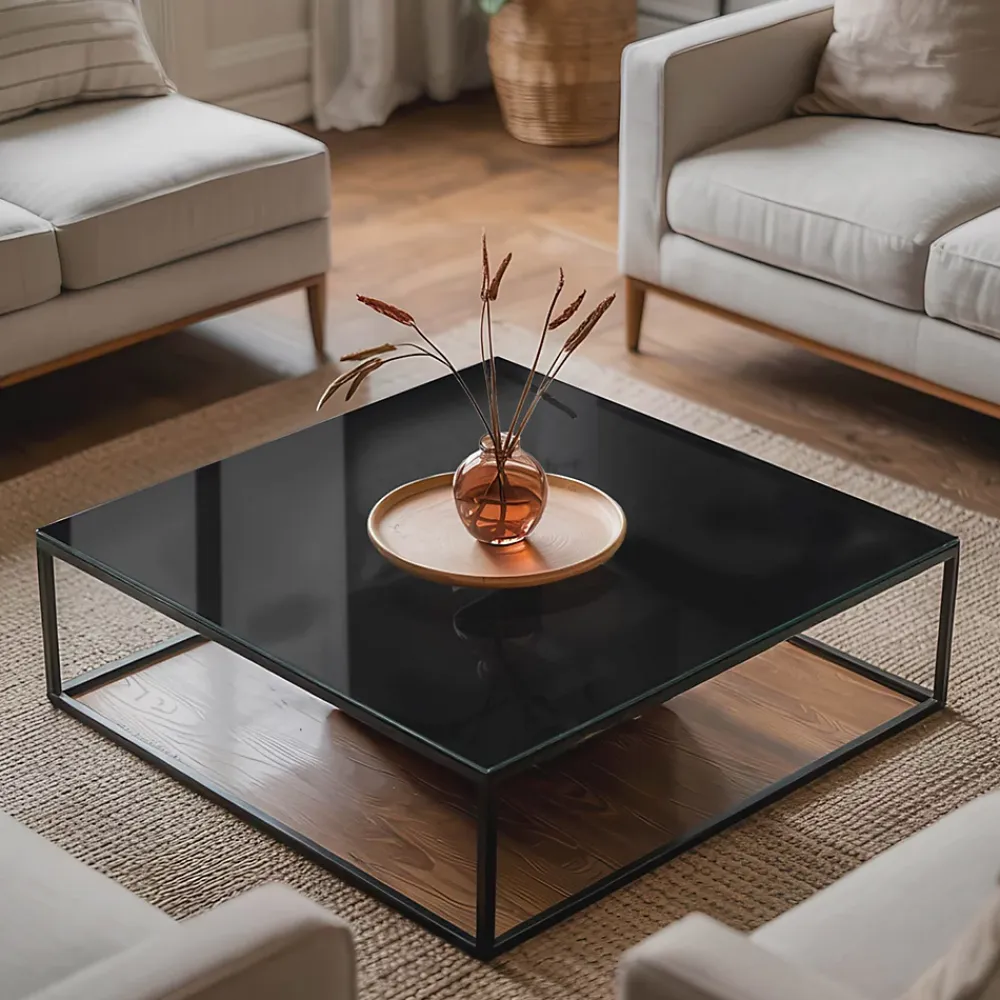 Wallfluent Plateau En Verre<Dessus de table en verre trempé 60x60 cm Couleur noire lisse