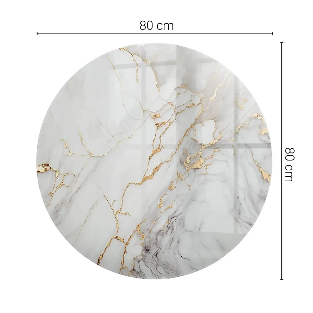 Wallfluent Plateau En Verre<Dessus de table en verre trempé fi80 cm Marbre élégant avec veines