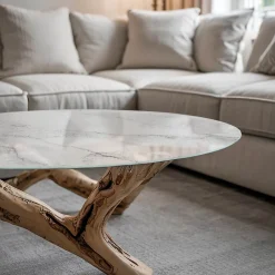 Wallfluent Plateau En Verre<Dessus de table en verre trempé fi50 cm Motif de surface en marbre