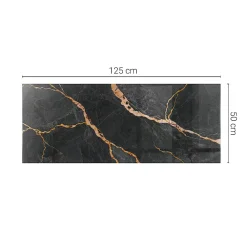 Wallfluent Dessus de table en verre trempé 125x50 cm Motif marbré avec veines- Plateau En Verre