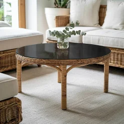 Wallfluent Plateau En Verre<Dessus de table en verre trempé fi60 cm Couleur noire lisse
