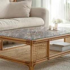 Wallfluent Plateau En Verre<Dessus de table en verre trempé 125x50 cm Motif mosaïque avec ornements