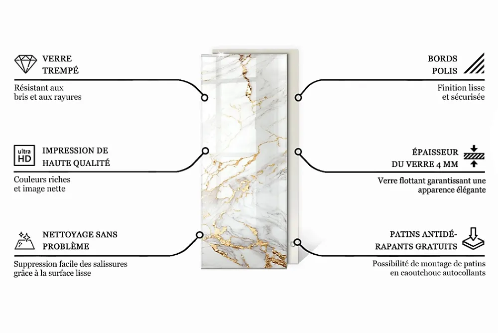 Wallfluent Plateau En Verre<Dessus de table en verre trempé 125x50 cm Motif mosaïque avec ornements