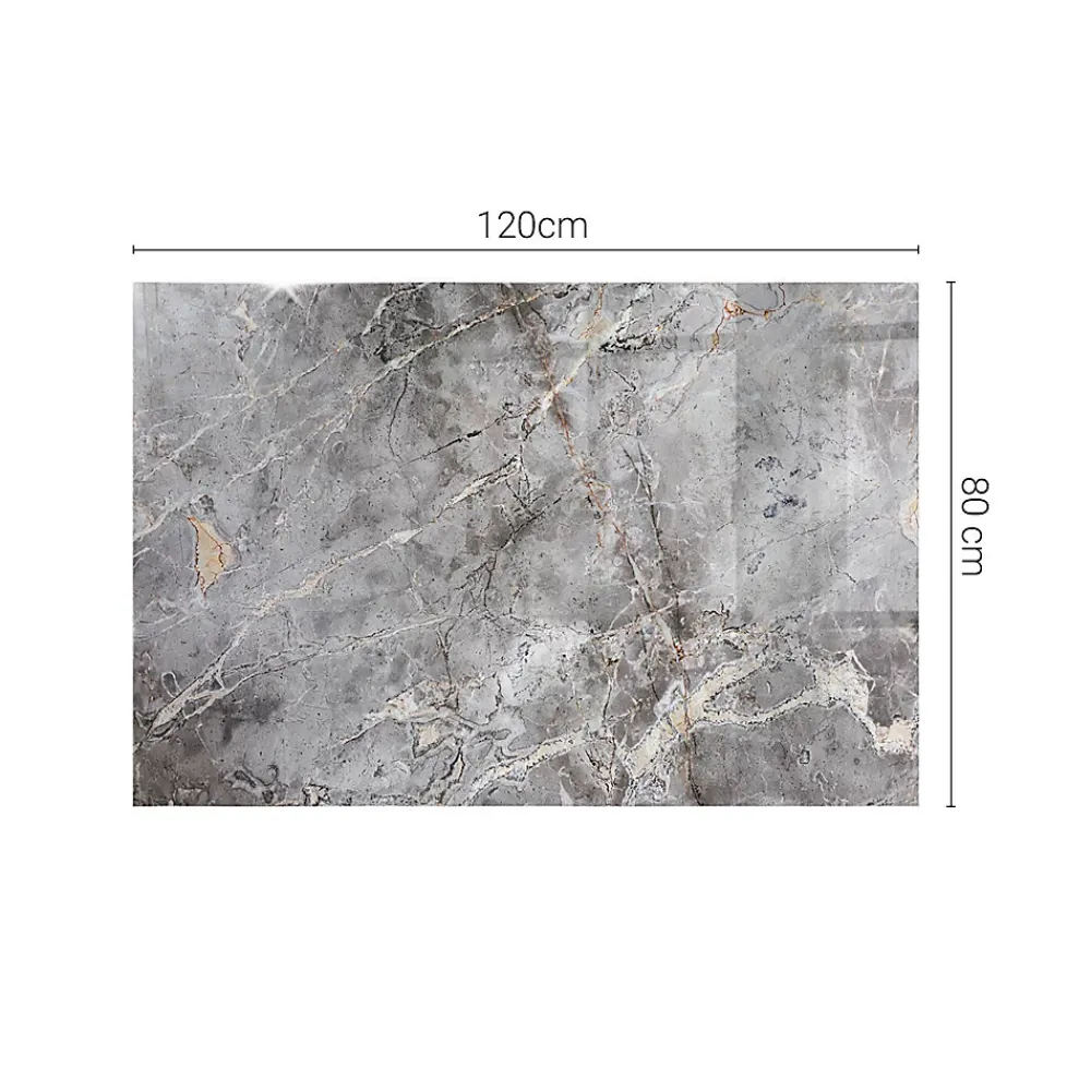 Wallfluent Dessus de table en verre trempé 120x80 cm Motif naturel de marbre- Plateau En Verre