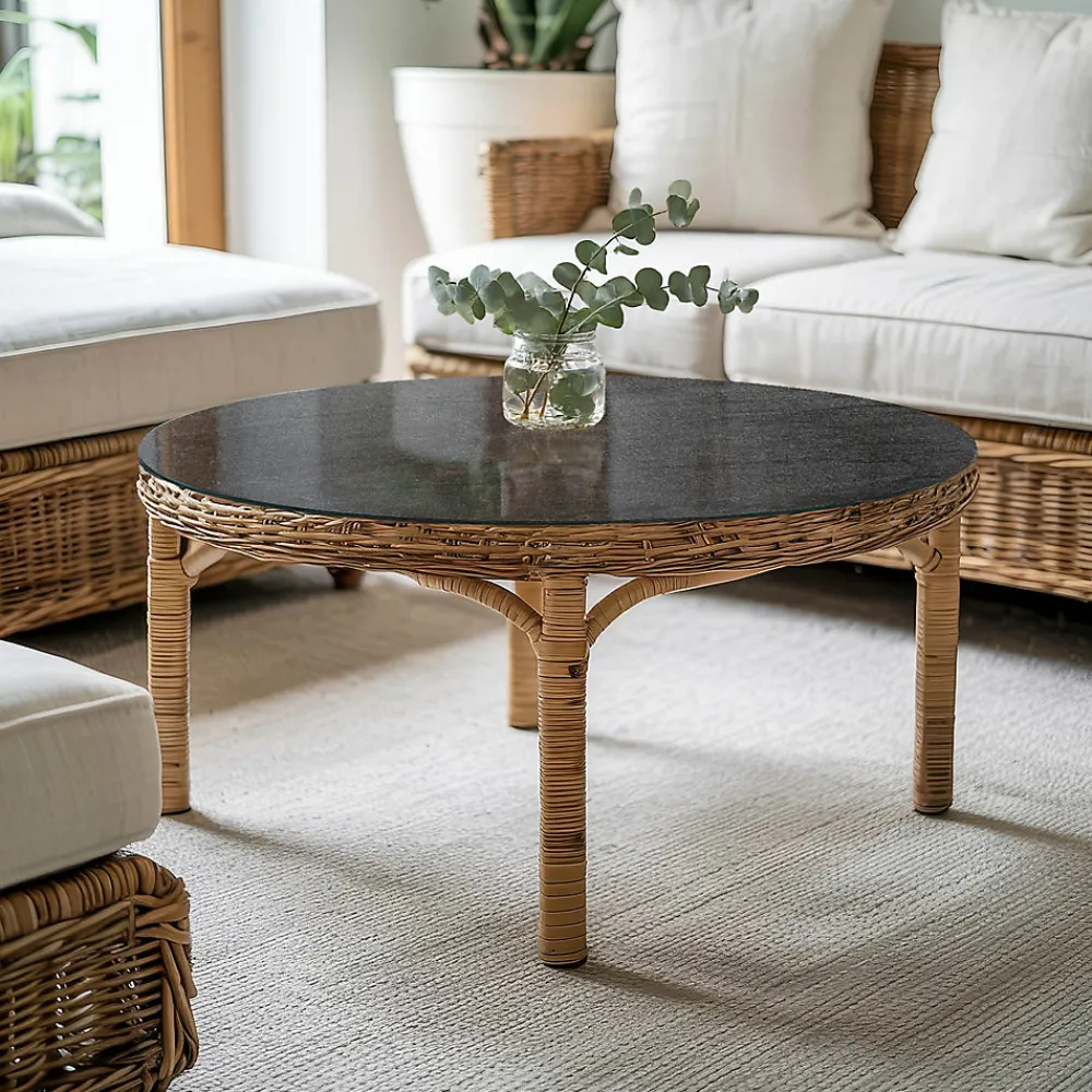 Wallfluent Plateau En Verre<Dessus de table en verre trempé fi70 cm Texture de pierre naturelle