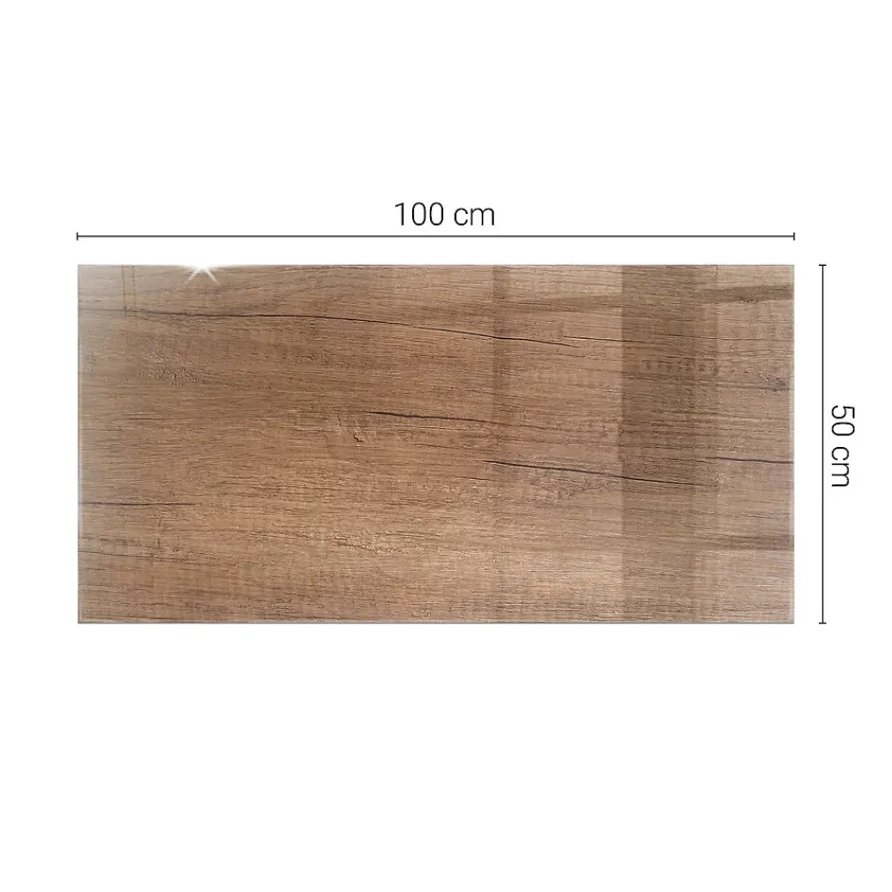 Wallfluent Dessus de table en verre trempé 100x50 cm Motif naturel du bois- Plateau En Verre
