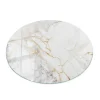 Wallfluent Dessus de table en verre trempé fi60 cm Marbre élégant avec veines- Plateau En Verre