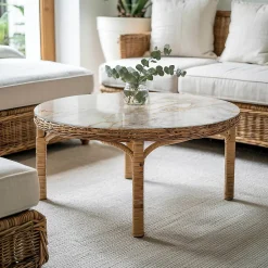 Wallfluent Dessus de table en verre trempé fi60 cm Marbre élégant avec veines- Plateau En Verre