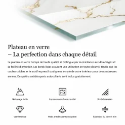 Wallfluent Dessus de table en verre trempé 100x50 cm Couleur noire lisse- Plateau En Verre