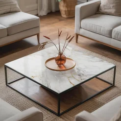 Wallfluent Plateau En Verre<Dessus de table en verre trempé 50x50 cm Marbre élégant avec veines
