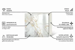Wallfluent Plateau En Verre<Dessus de table en verre trempé 50x50 cm Marbre élégant avec veines