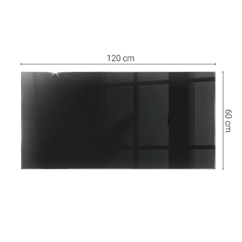 Wallfluent Dessus de table en verre trempé 120x60 cm Couleur noire lisse- Plateau En Verre