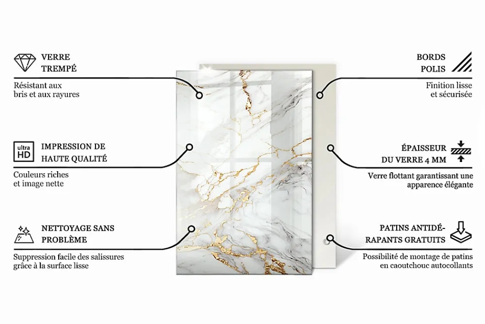 Wallfluent Plateau En Verre<Dessus de table en verre trempé 120x80 cm Structure de planches en bois