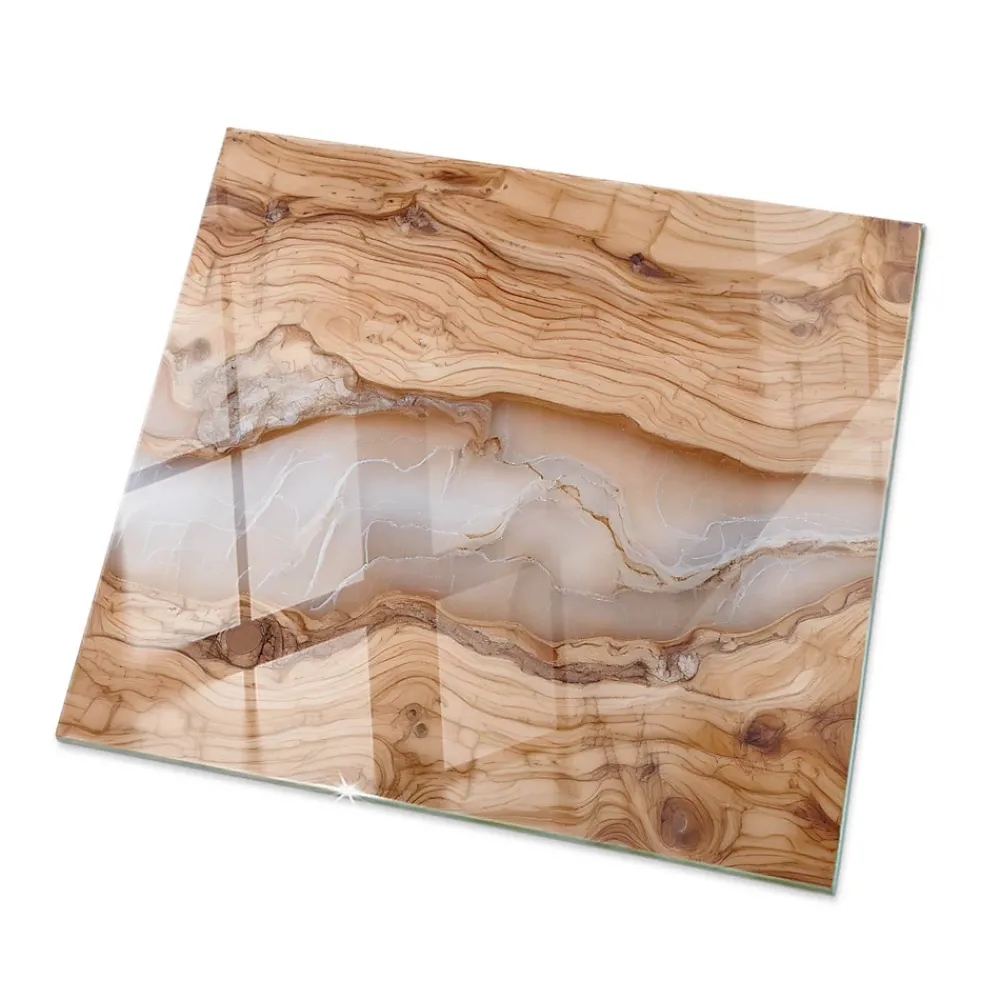 Wallfluent Plateau En Verre<Dessus de table en verre trempé 60x60 cm Bois naturel avec résine