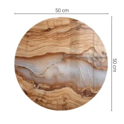 Wallfluent Dessus de table en verre trempé fi50 cm Bois naturel avec résine- Plateau En Verre