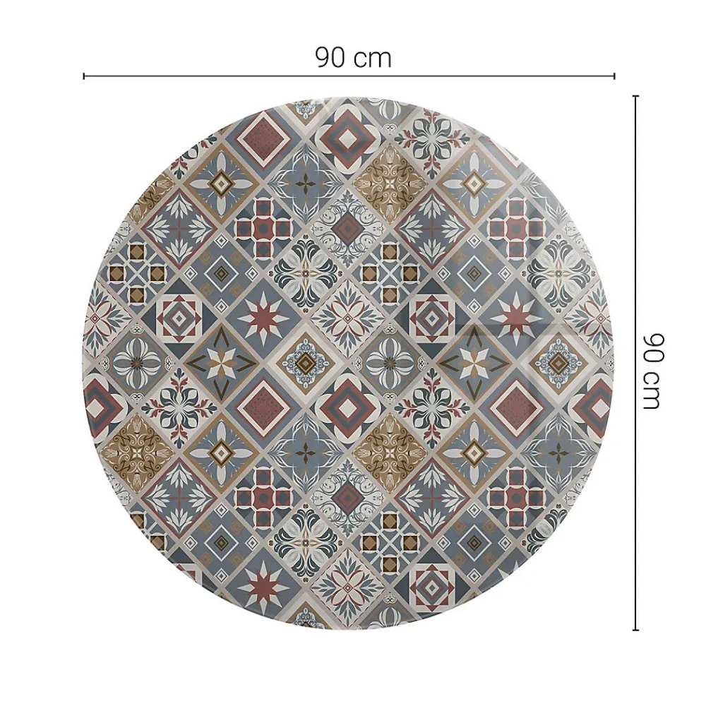 Wallfluent Plateau En Verre<Dessus de table en verre trempé fi90 cm Motif mosaïque avec ornements