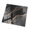 Wallfluent Dessus de table en verre trempé 50x50 cm Motif marbré avec veines- Plateau En Verre