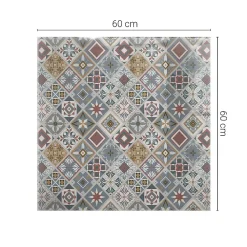 Wallfluent Dessus de table en verre trempé 60x60 cm Motif mosaïque avec ornements- Plateau En Verre