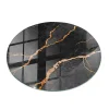 Wallfluent Dessus de table en verre trempé fi50 cm Motif marbré avec veines- Plateau En Verre