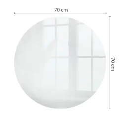 Wallfluent Dessus de table en verre trempé fi70 cm Couleur blanche lisse- Plateau En Verre