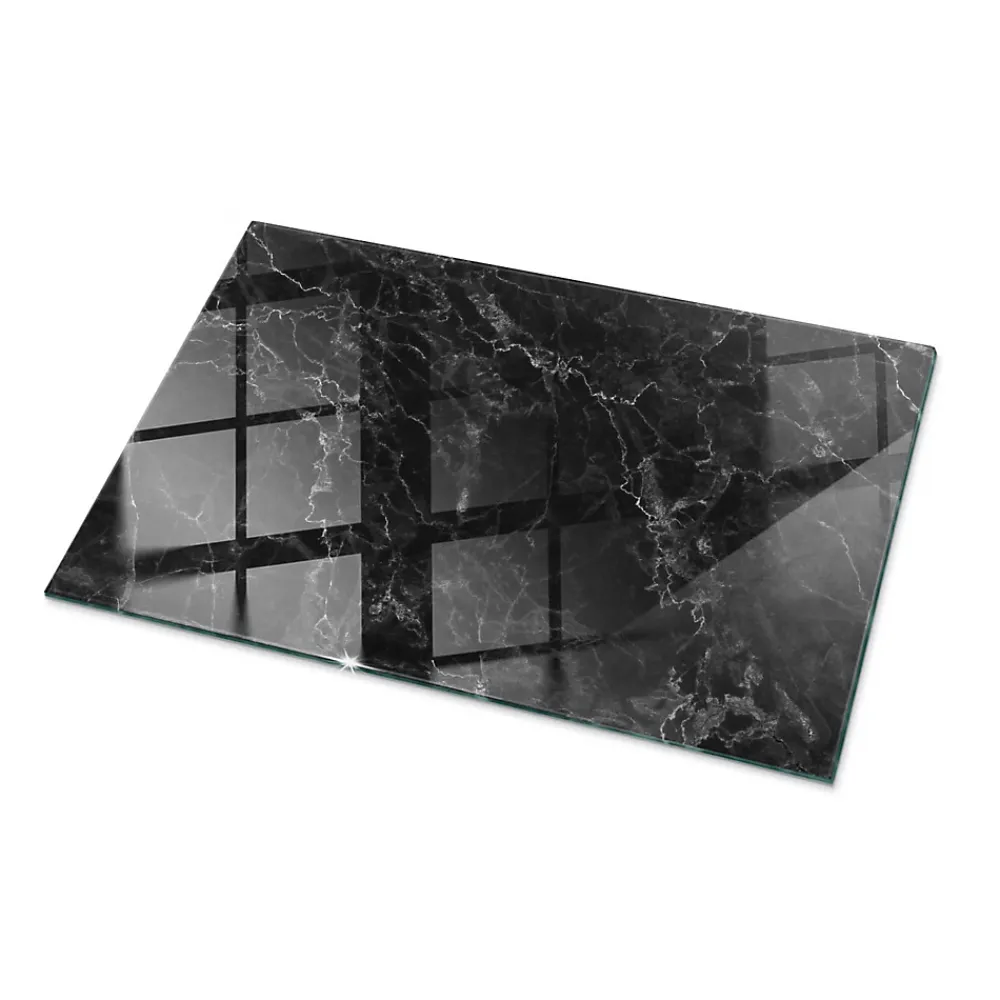 Wallfluent Dessus de table en verre trempé 100x70 cm Motif de marbre veiné- Plateau En Verre