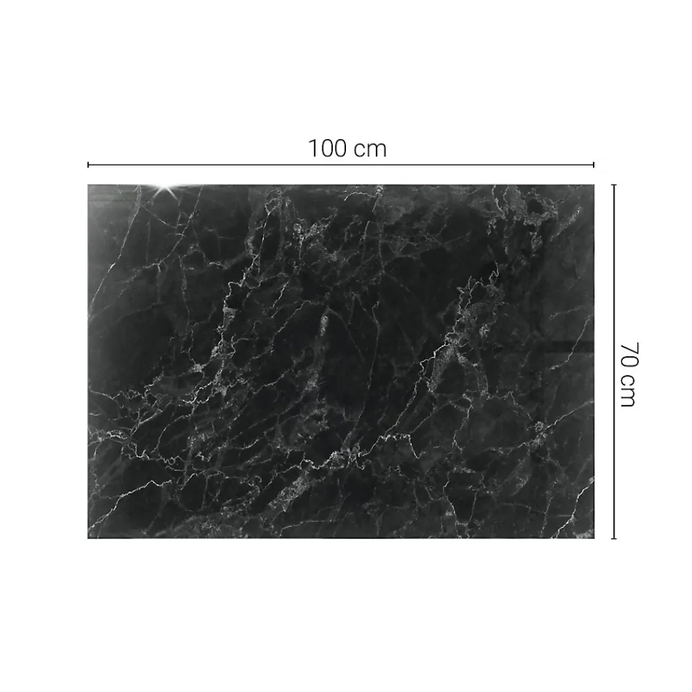 Wallfluent Dessus de table en verre trempé 100x70 cm Motif de marbre veiné- Plateau En Verre