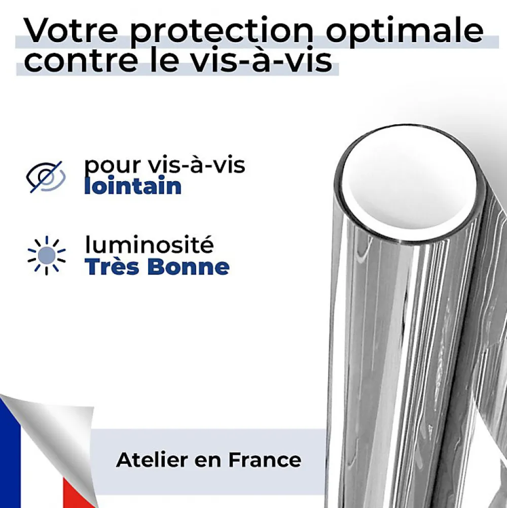 Film Occultant Pour Vitrage<DIMEXACT - Film miroir sans tain argent clair- Haute durabilité - 75 cm x 0.5 m - en Rouleau