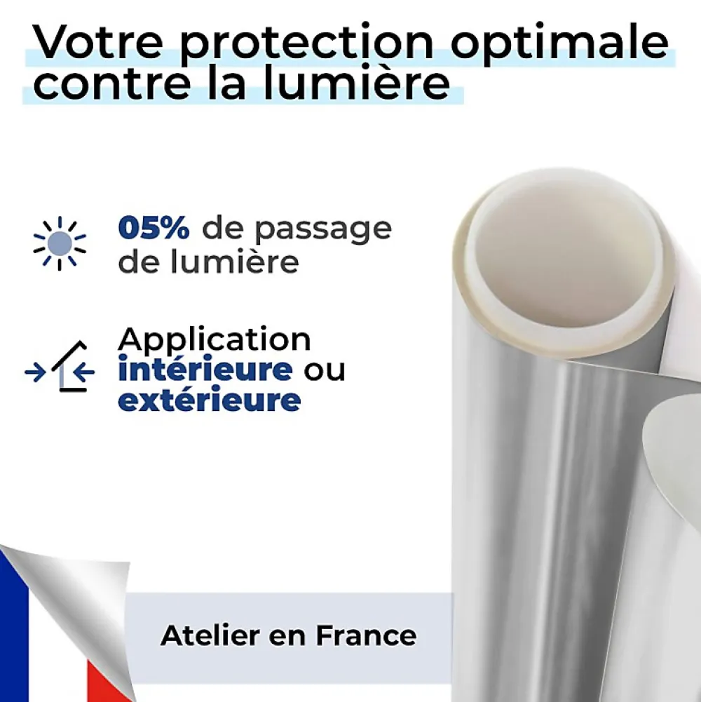 DIMEXACT - Film occultant argent brillant pour fenêtre - 122 cm x 2 m - en Rouleau- Film Occultant Pour Vitrage