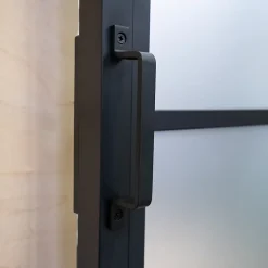 Schulte Porte Coulissante<Double porte coulissante complète verre - 205x220 - Porte vitrée - Satinée - Décor industriel - Noir