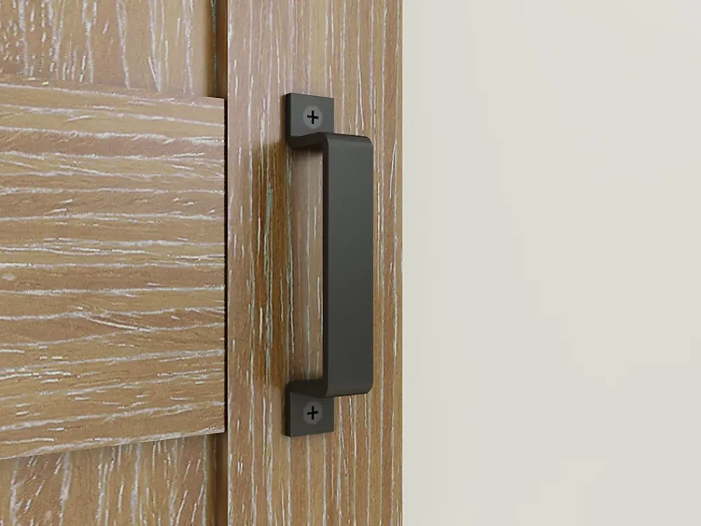 Schulte Porte Coulissante<Double porte coulissante intérieure en bois - 205x215 - chêne - oak - système ouvert noir - softclose