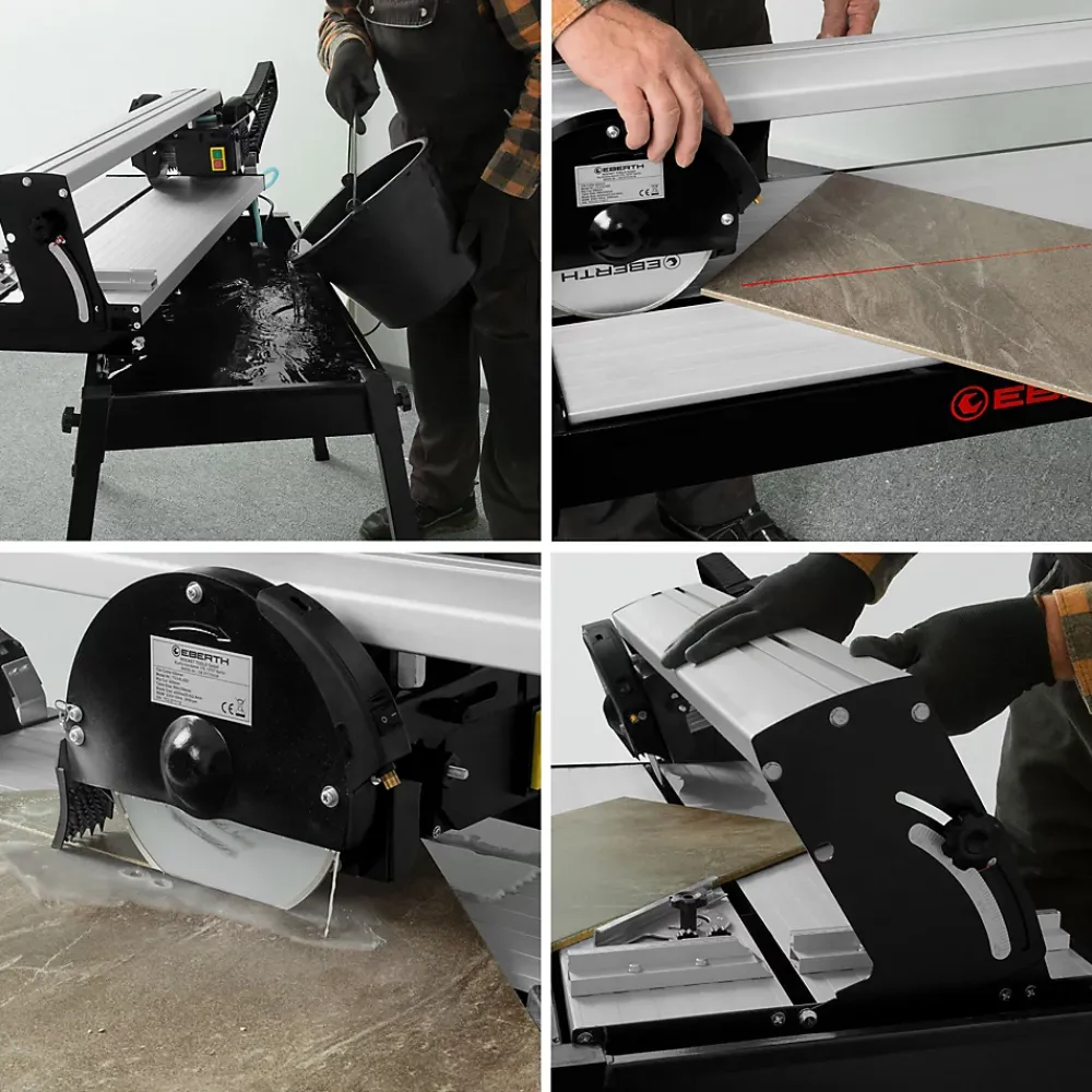 Eberth Coupe Carrelage 800W, Carrelette, Disque diamant 200mm, Longueur de Coupe 620mm, Profondeur de Coupe 36mm- Outils Du Carreleur