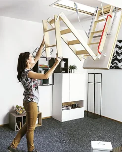Matisere Echelle coupe feu 60min avec trappe de 60x100cm - Hauteur de 2.53 à 2.80m - LWF60/60100-280- Escalier Escamotable