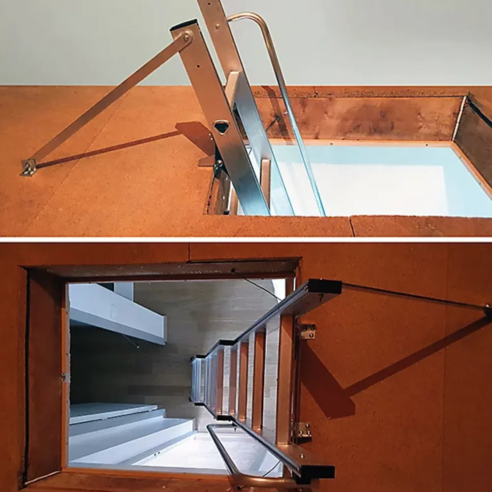 Hailo Echelle escamotable 3 plans - Haut. du sol au sol supérieur 3.00m - 9344-001- Escalier Escamotable