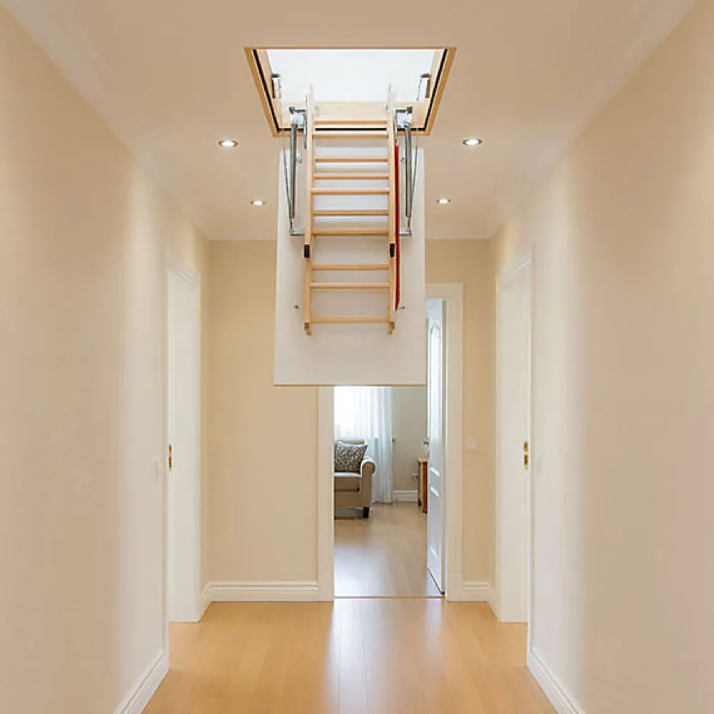 Matisere Echelle escamotable bois - Trémie de 55x120cm - Hauteur de 2.32 à 2.80m - LWK55120-2- Escalier Escamotable