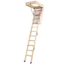 Matisere Echelle escamotable bois - Trémie de 60 x 130cm - Hauteur de 2.46 à 3.05m - LWK60130-3- Escalier Escamotable